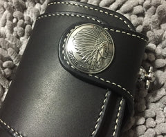 Handmade Leather Biker Wallet Mens Cool billfold Chain Wallet Trucker Wallet with Chain