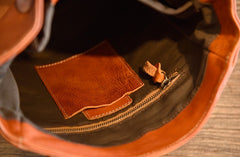 Handmade Leather Mens Women Cool Backpack Sling Bag Large Brown Travel Bag Hiking Bag for men