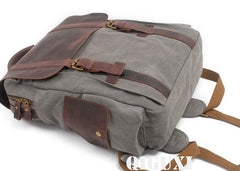 Mens Canvas Leather Backpack Canvas Hiking Backpack Canvas Travel Backpack for Men - iwalletsmen