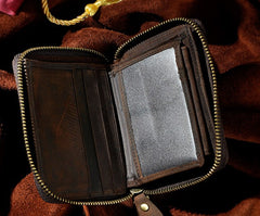 Cool Leather Mens Zipper Small Wallet Front Pocket Wallet for Men - iwalletsmen