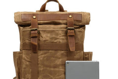 Waxed Canvas Mens Travel Backpack Canvas School Backpack Laptop Backpack for Men - iwalletsmen