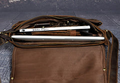 Brown Leather Mens SIDE BAG COURIER BAG Messenger Bag Shoulder Bag for Men - iwalletsmen