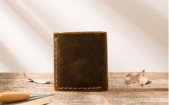 Cool Handmade Leather Mens Small Wallets Bifold Vintage billfold Wallet for Men - iwalletsmen