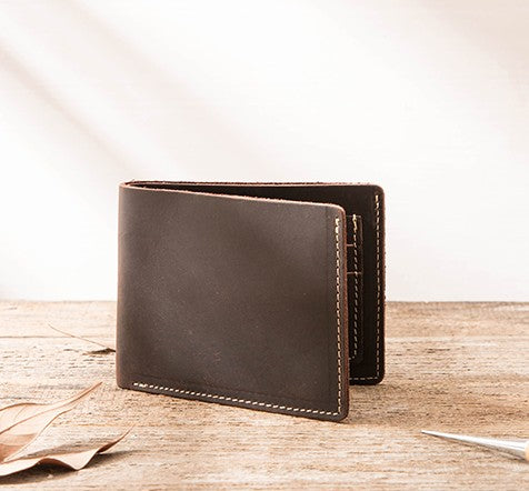 Vintage Leather Mens Small Wallets Bifold Slim Front Pocket Wallet for Men - iwalletsmen