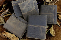 Handmade Leather Mens Cool Slim Leather Wallet Men billfold Wallets Bifold for Men