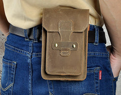 Brown leather cell phone belt holder