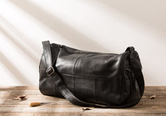 Cool Black Leather Mens Weekender Bag Travel Bags Shoulder Bags for men - iwalletsmen