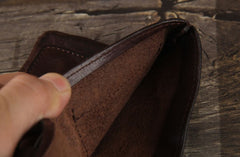 Handmade Genuine Leather Mens Cool Slim Leather Wallet Men Small Wallets Bifold for Men