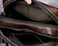 Cool Small Coffee Leather Mens Side Bag Messenger Bag Shoulder Bag for Men - iwalletsmen