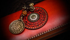 Handmade Leather Mens Tibetan Chain Biker Wallet Cool Leather Wallet Long Clutch Wallets for Men