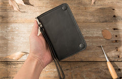 Cool Black Wristlet Wallet Leather Mens Long Wallet Long Wallet for Men - iwalletsmen