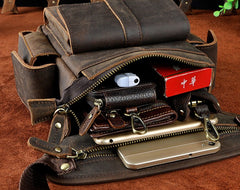 Biker Mens Leather Drop Leg Bag Waist Bag Side Bag Belt Pouch Pack for Men - iwalletsmen