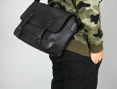 Handmade Leather Mens Cool Shoulder Bag Messenger Bag Chest Bag Bike Bag Cycling Bag for men