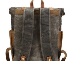 Waxed Canvas Leather Mens Travel Backpacks Canvas Backpack Canvas School Backpack for Men - iwalletsmen