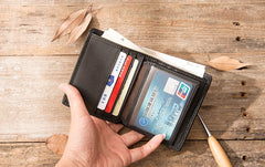 Braided Leather Mens Small Wallets Bifold Slim Front Pocket Wallet for Men - iwalletsmen