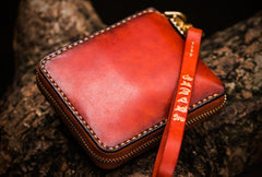 Handmade Leather Small Tibetan Tooled Mens billfold Wallet Cool Chain Wallet Biker Wallet for Men