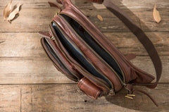 Coffee Cool Leather Fanny Packs Mens Waist Bag Hip Pack Belt Bag for Men - iwalletsmen