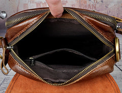 Cool Vintage Leather Mens Small Side Bag Messenger Bag Shoulder Bags for Men - iwalletsmen