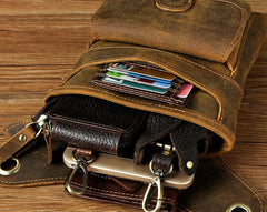 Cool Biker Leather Drop Leg Bag Mens Belt Pouch Waist Bag Shoulder Bag for Men - iwalletsmen