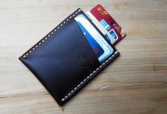 Leather Mens Slim Front Pocket Wallets Dark Brown Leather Cards Wallet for Men - iwalletsmen