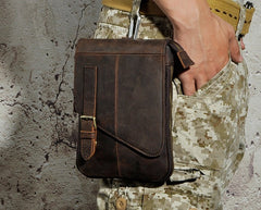 Mens Leather Small Side Bags COURIER BAG Waist Pouch Holster Belt Case Belt Pouch for Men - iwalletsmen