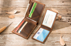 Cool Leather Mens Briaded Small Wallet Bifold Vintage Slim billfold Wallet for Men - iwalletsmen