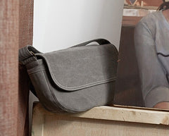 Mens Canvas Gray Cool Messenger Bag Side Bag Shoulder Bag for Men - iwalletsmen