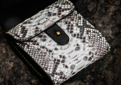 Handmade Leather Boa Skin Tooled Mens billfold Wallet Cool Slim Wallet Biker Wallet for Men