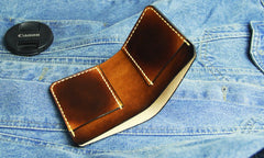 Vintage Coffee Leather Mens Slim Small Wallet Leather Bifold Wallets for Men - iwalletsmen