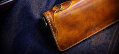 Handmade Leather Mens Chain Biker Wallet Cool Leather Wallet Long Phone Wallets for Men