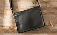 Black Cool Leather Mens Shoulder Bags Messenger Bags for Men - iwalletsmen