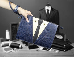 Handmade Leather Floral Tooled Mens Clutch Cool Slim Wallet Zipper Clutch Wristlet Wallet for Men