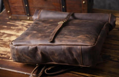 Handmade Leather Mens Cool Backpack Sling Bag Large Black Travel Bag Hiking Bag for men