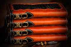Handmade Leather Mens Chain Biker Wallet Cool Leather Wallet Long Clutch Wallets for Men