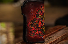 Handmade Leather Chinese Lion Mens Chain Biker Wallet Cool Leather Wallet With Chain Wallets for Men