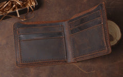 Cool Coffee Leather Mens Small Wallets Bifold Vintage Slim billfold Wallet for Men - iwalletsmen