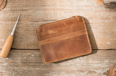 Leather Mens Slim Card Holder Front Pocket Wallet Card Wallets for Men - iwalletsmen