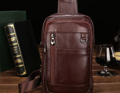 Cool Leather Mens Sling Bag Sling Shoulder Bag Sling Backpacks Chest Bag for men - iwalletsmen