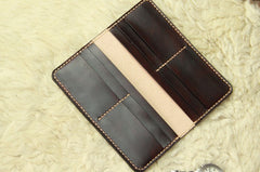 Vintage Leather Coffee Bifold Mens Long Wallet Leather Long Wallets for Men - iwalletsmen