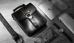 Handmade Leather Mens Cool Messenger Bag Sling Bag Chest Bag Bike Bag Cycling Bag for men - iwalletsmen