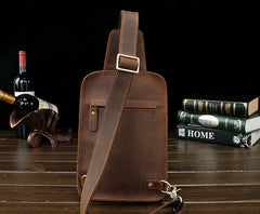 Vintage Leather Mens Sling Shoulder Bags Sling Bag Chest Bag Sling Backpack for men - iwalletsmen