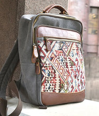 Vintage Canvas Gray Mens Backpack Canvas Travel Bag Canvas School Bag for Men - iwalletsmen