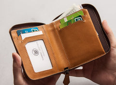 Vintage Leather Mens Small Wallet Zipper Small Wallet for Men - iwalletsmen