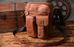 Genuine Leather Mens Cool Shoulder Bag Messenger Bag Chest Bag Bike Bag Cycling Bag for men