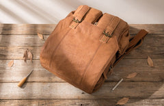 Cool Brown Mens Leather Backpacks Travel Backpacks Laptop Backpack for men - iwalletsmen