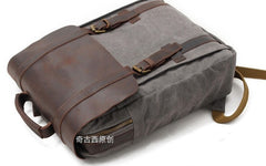 Cool Canvas Leather Mens Laptop Backpack Canvas Travel Backpack Canvas School Backpack for Men - iwalletsmen