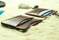 Coffee Vintage Leather Mens Slim Small Wallet Leather Bifold Wallets for Men - iwalletsmen