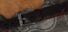 Genuine Leather Punk Rock Biker Trucker Mens Belt Men Black Coffee Belt for Men