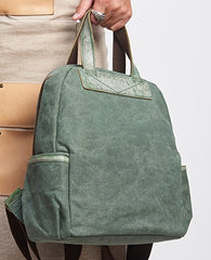 Canvas Green Mens Cool Backpack Canvas Travel Bag Canvas Handbag for Men - iwalletsmen