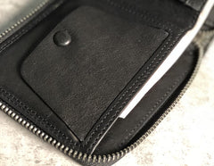 Genuine Leather Mens Cool billfold Leather Wallet Men Small Wallets Bifold for Men